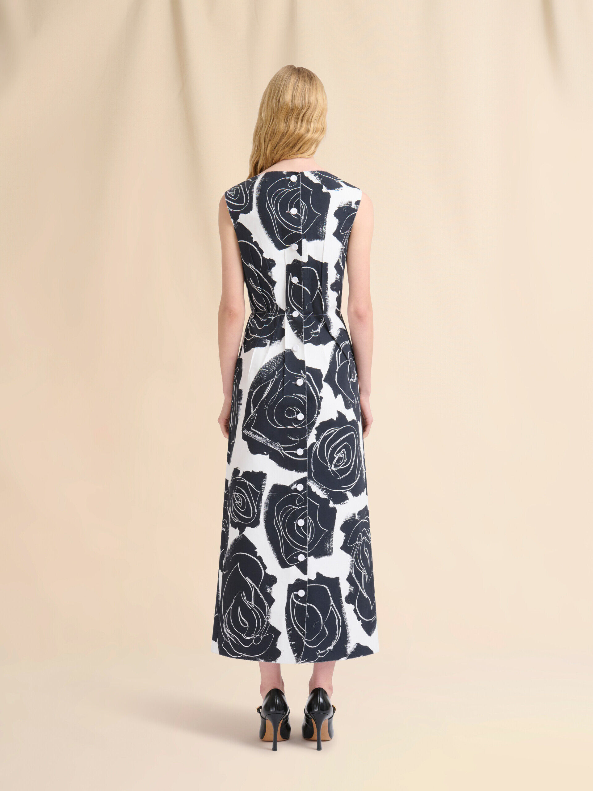 ホワイト ポプリン製ボートネックドレス、Cybele プリント | Marni