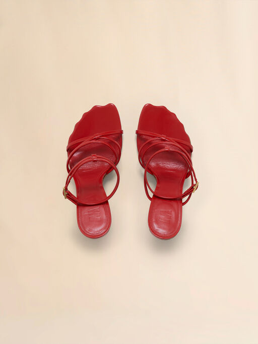 Rote Moonlight Sandalen aus gebürstetem Leder mit Riemchen - Sandalen