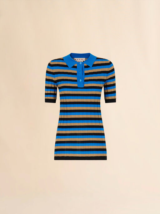 Polo a righe marrone e blu - Camicie