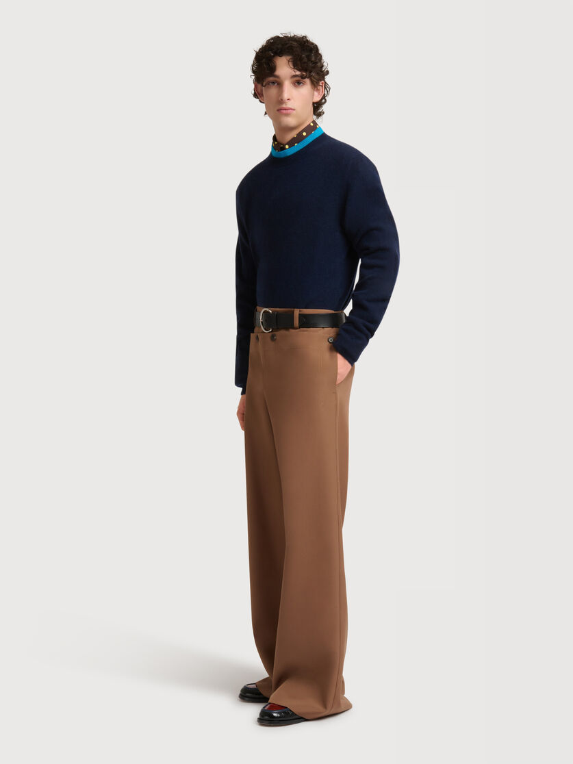 Brown technical wool trousers with buttoned flap, Image 3