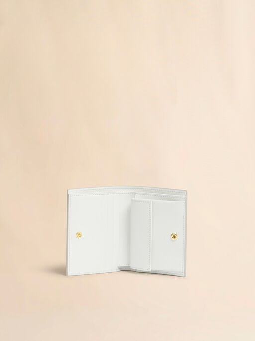 マスタードホワイト グリーン サフィアーノレザー製二つ折りウォレット - 財布