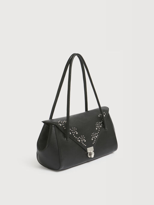 Black leather E/W shoulder bag with studs - Shoulder Bags