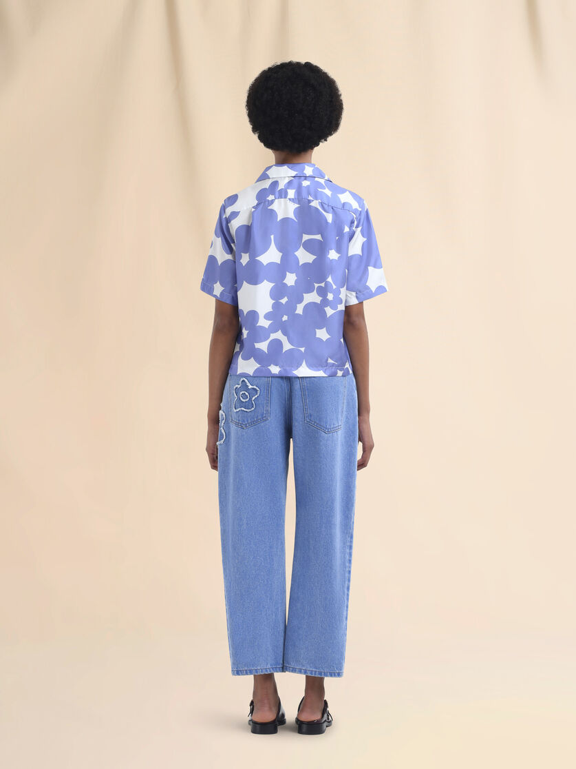Light blue denim boyfriend jeans with patch details - Pants - Image 3