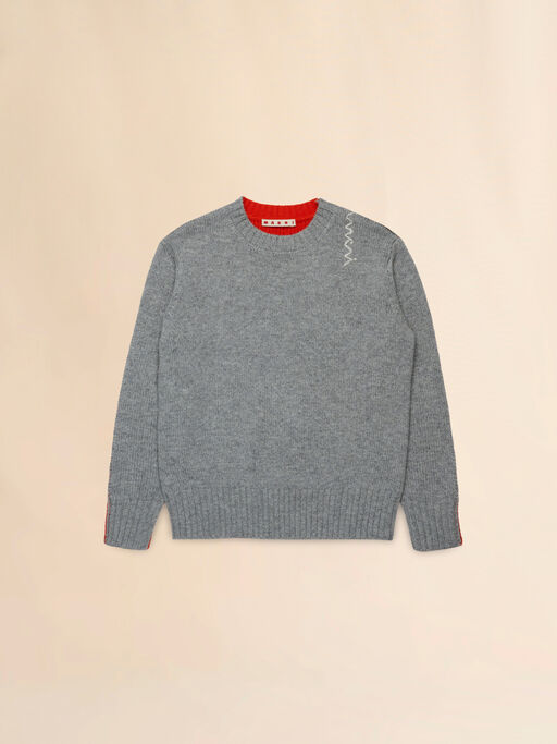 Grey half-and-half wool-nylon jumper - Knitwear