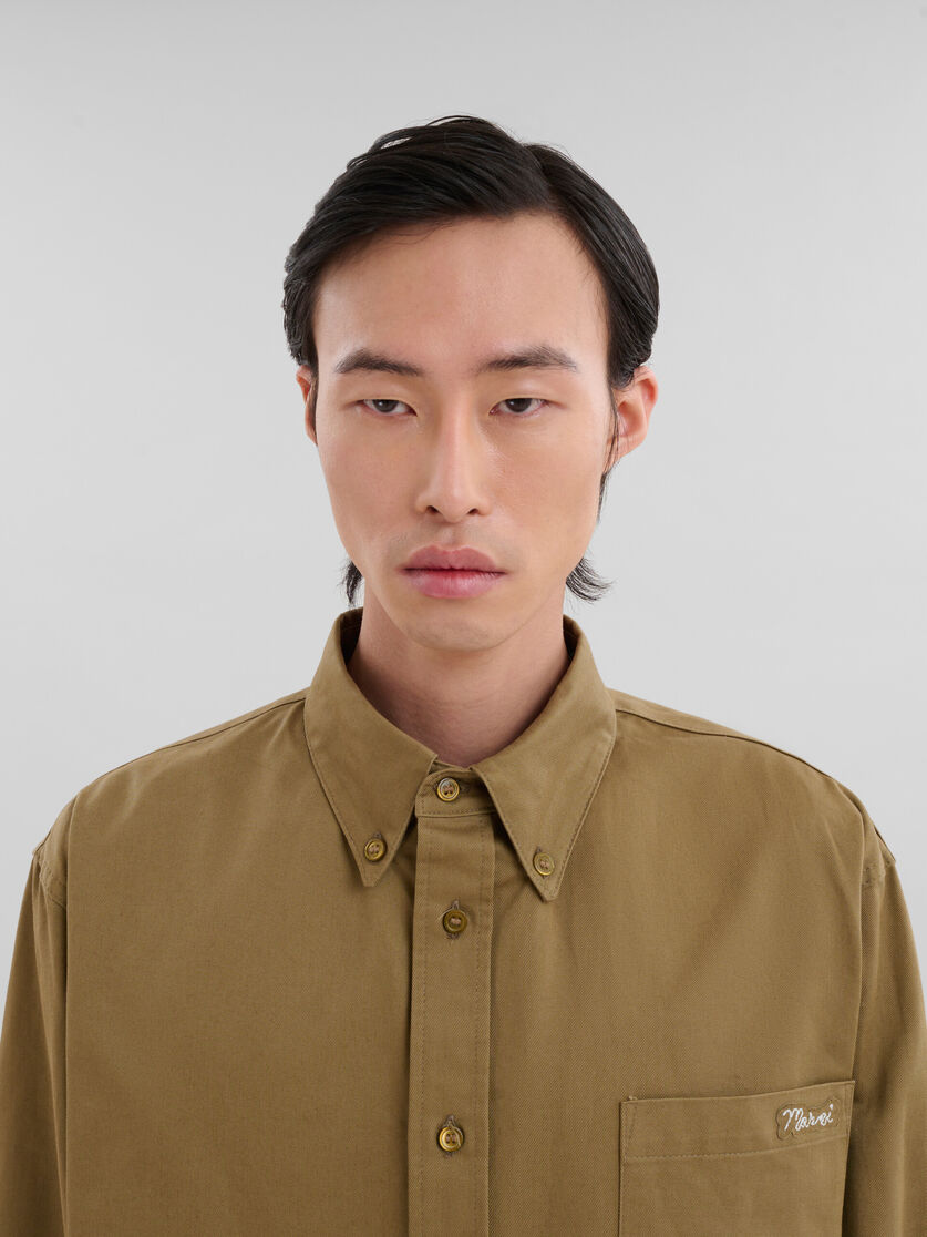 Green organic gabardine shirt with Marni mending patch | Marni