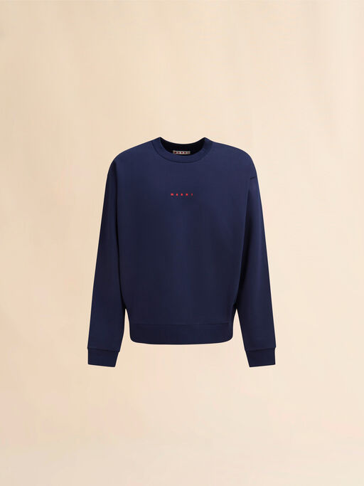 Blue organic cotton sweatshirt with mini logo - Sweaters