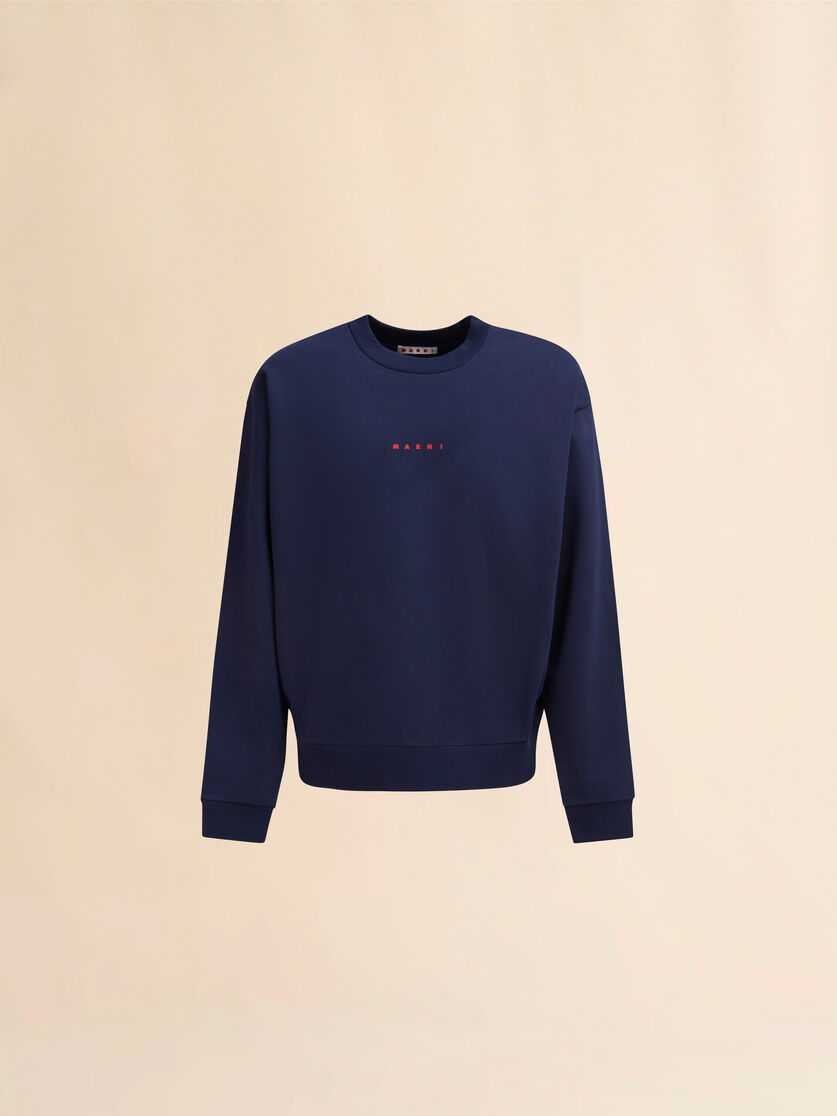 White organic cotton sweatshirt with mini logo - Sweaters - Image 1