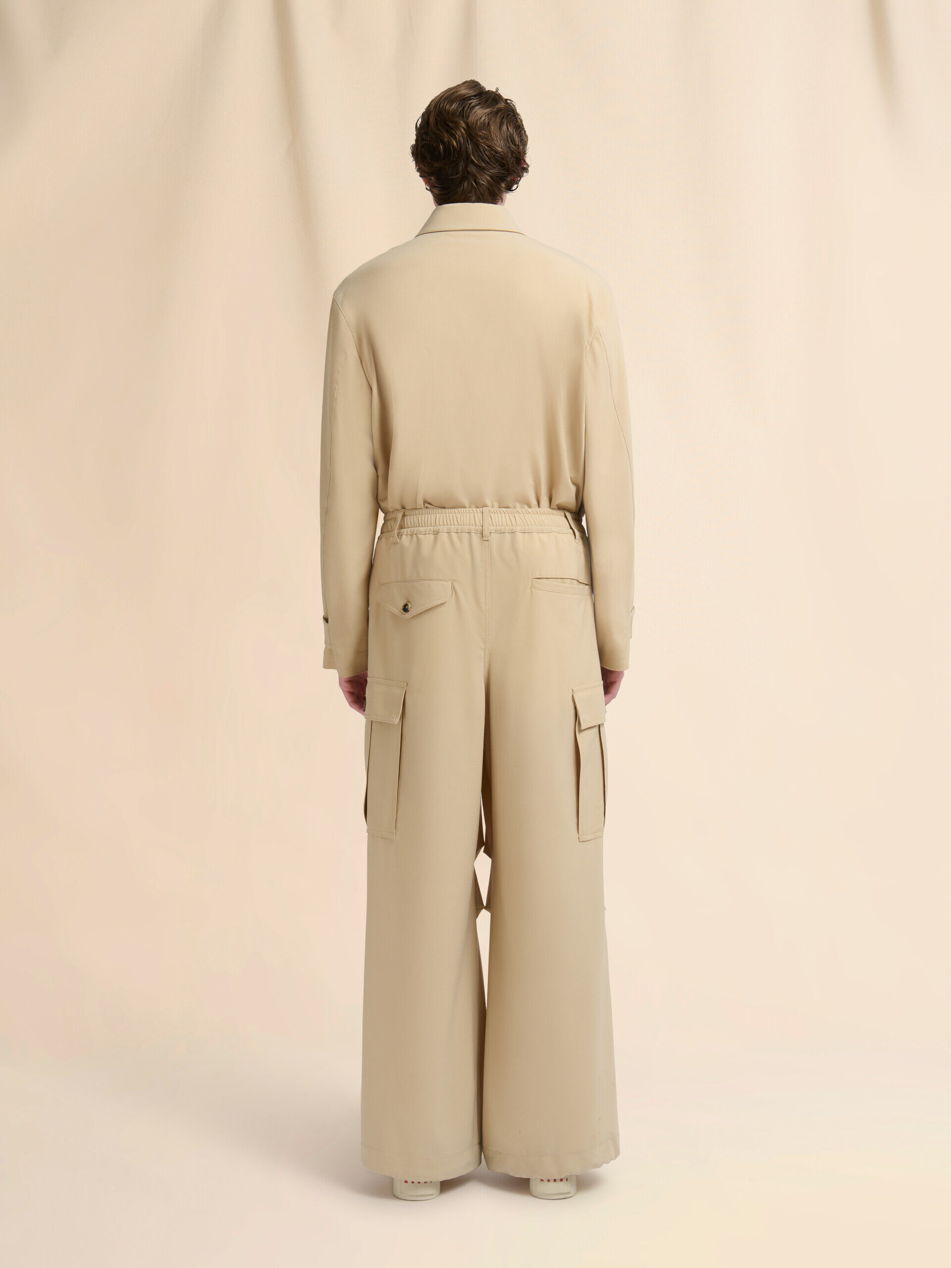 ベージュ ウール製カーゴパンツ マルニシンボル入り | Marni