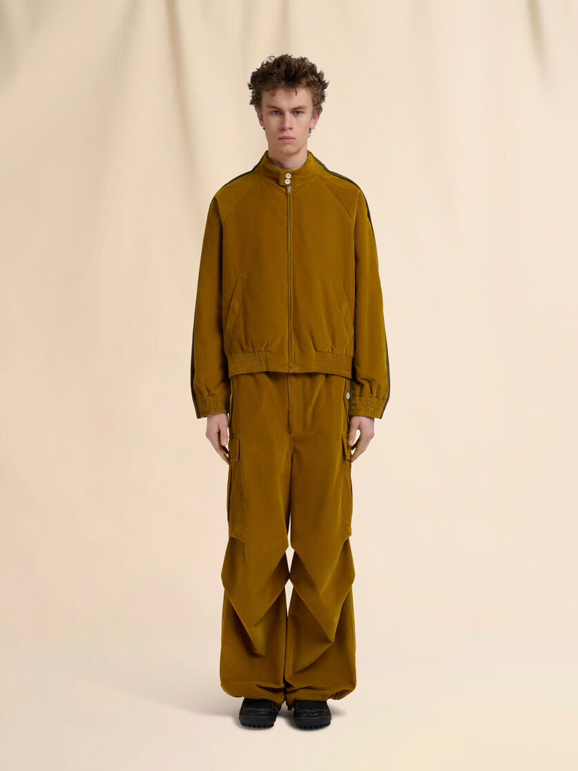 Mustard corduroy bomber with nylon back - Jackets - Image 2