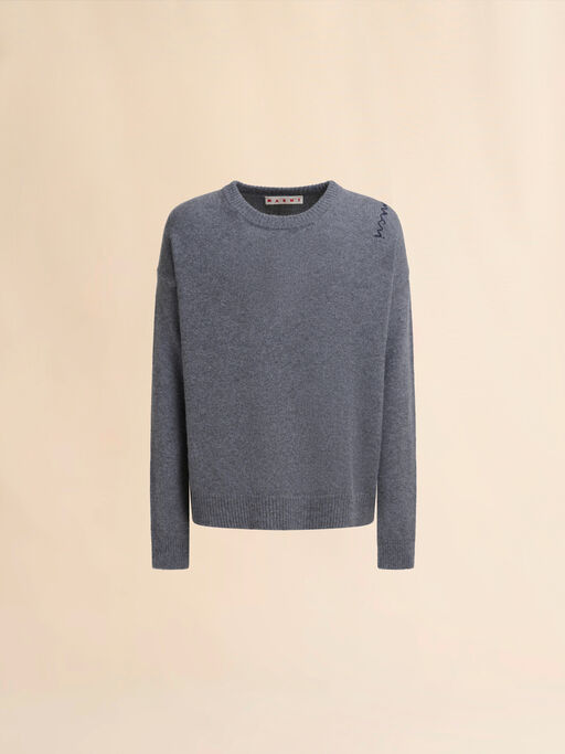 Maglione in cashmere grigio con ricamo Marni Symbol - Pullover