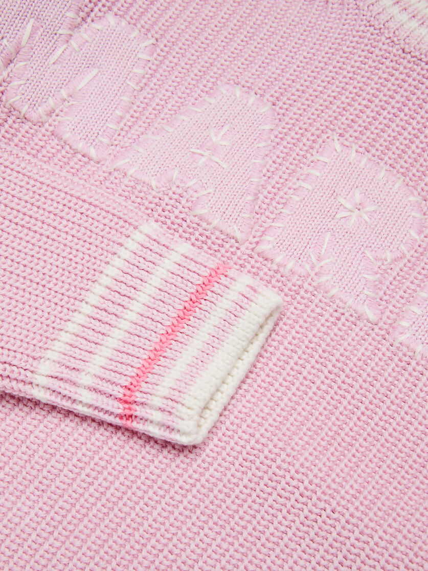 Pink cotton pullover with logo - Knitwear - Image 4