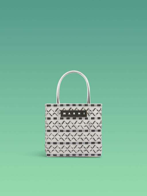 ブラック/ホワイト MARNI MARKET トランスペアレントバスケット - ショッピングバッグ