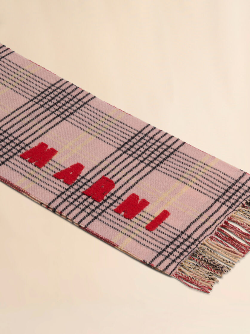 Pink double check wool scarf - Scarves - Image 3