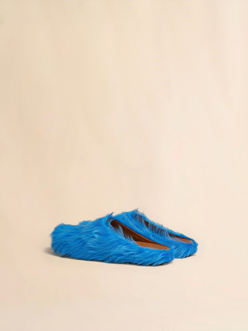 Mocasín sin talón de piel de becerro azul efecto pelo sensación de pies descalzos - Zuecos - Image 3