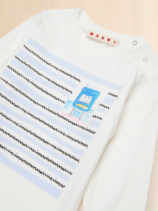 Off-white cotton long-sleeved T-shirt with Robottini print - T-shirts