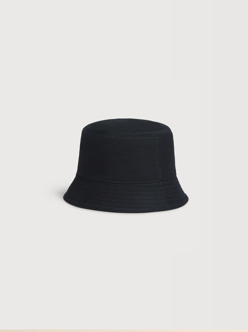Black organic gabardine bucket hat with embroidered logo - Hats