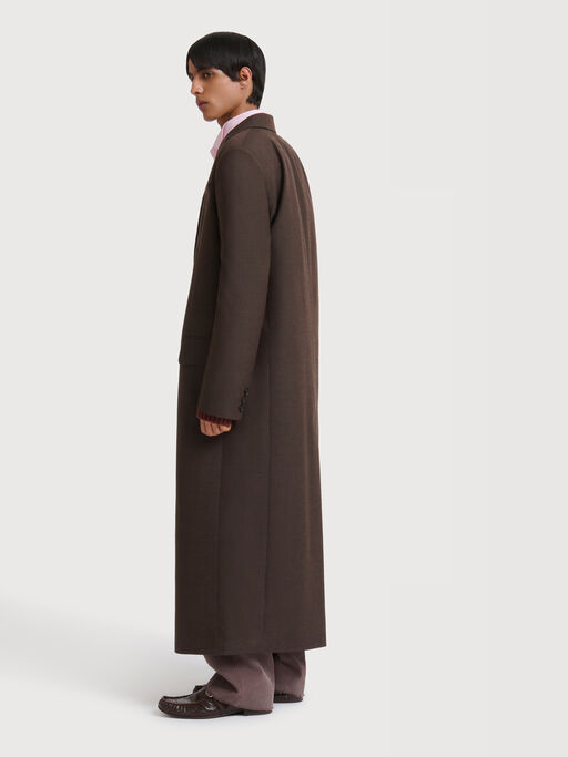 Beige wool super-longline coat - Coats