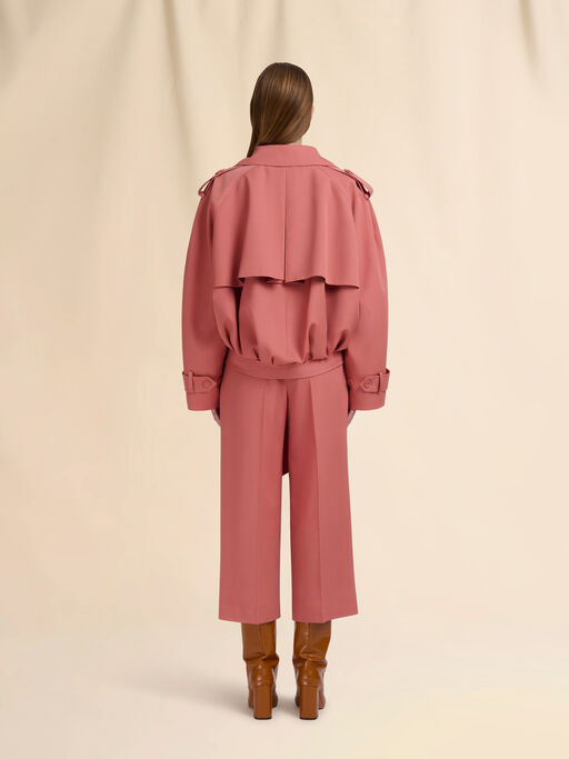 Trench corto in fresco lana rosa con ricamo Marni Symbol - Giacche