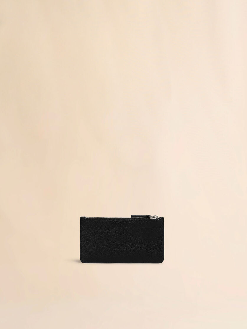 Black leather card case with Marni Mending embroidery - Wallets - Image 2
