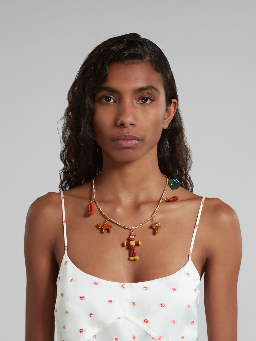 Rhinestone chain necklace with novelty charms Marni