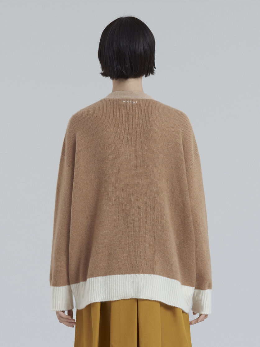 Brown cashmere V-neck cardigan - Pullovers - Image 3