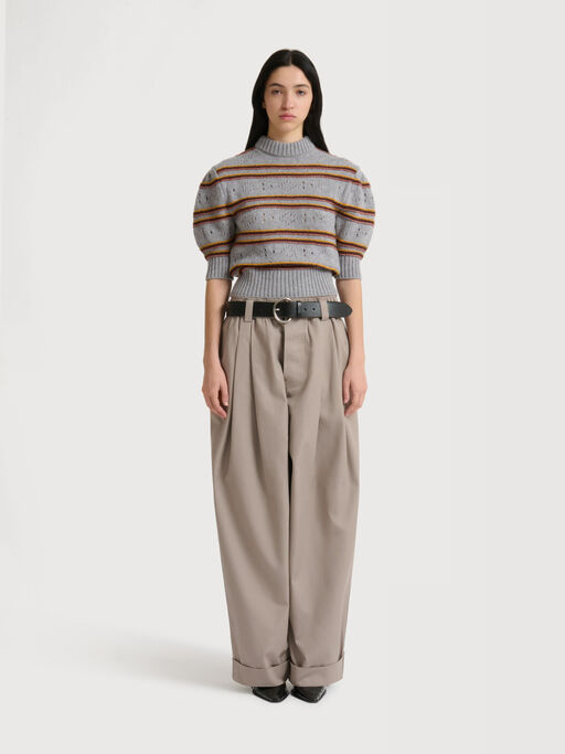 Grey canvas trousers with pleats - Pants