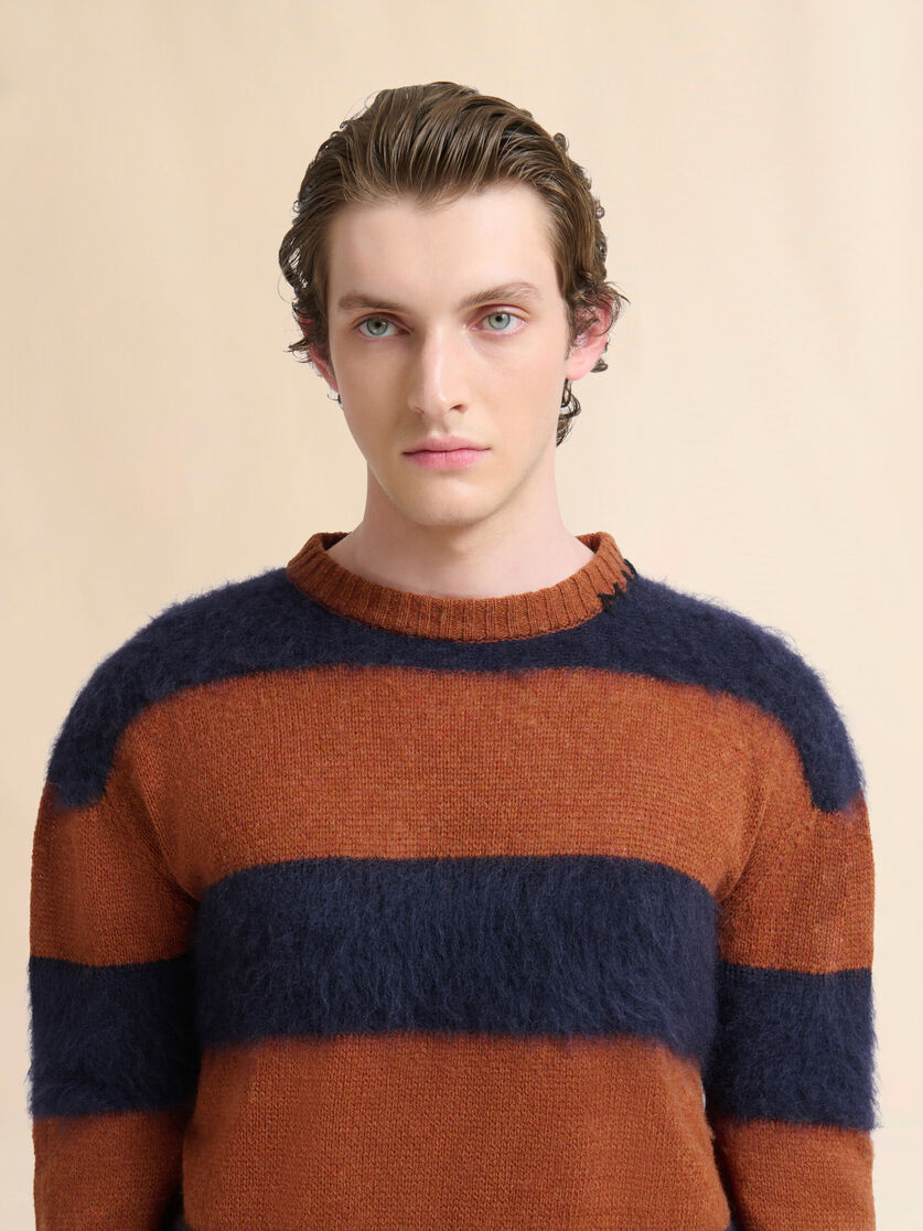 Brown wool and mohair jumper with striped pattern - Pullovers - Image 4