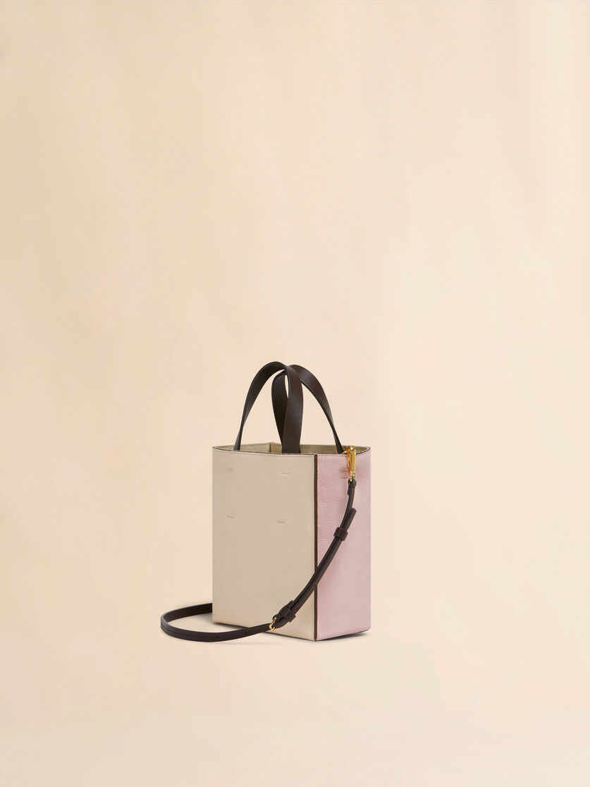 Museo Soft Mini Bag in ivory and brown leather with Marni Mending - Shopping Bags - Image 2