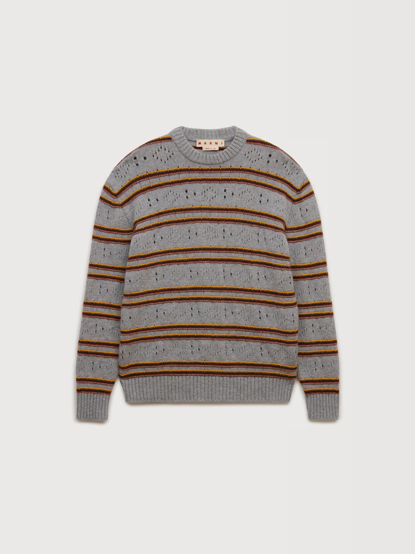 Grey cashmere jumper with openwork knit, Image 1