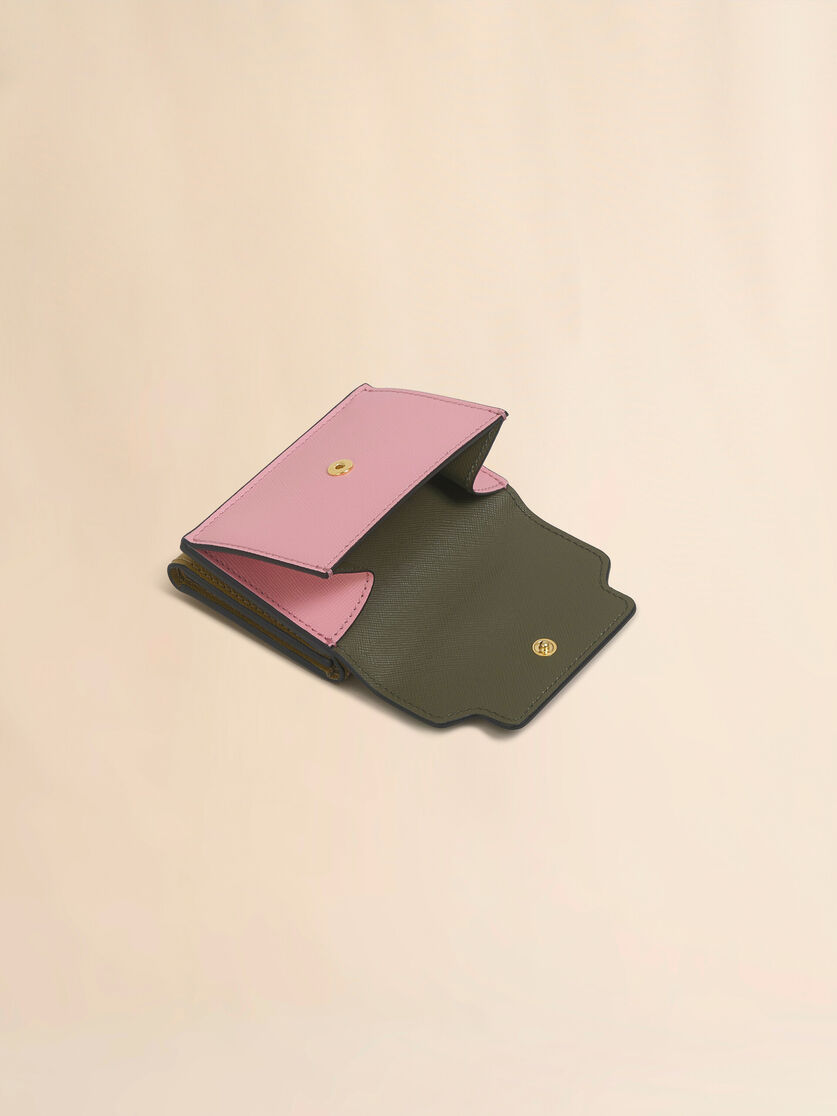 ブルー、ベージュ＆ライトブルー サフィアーノレザー製三つ折りウォレット - 財布 - Image 5