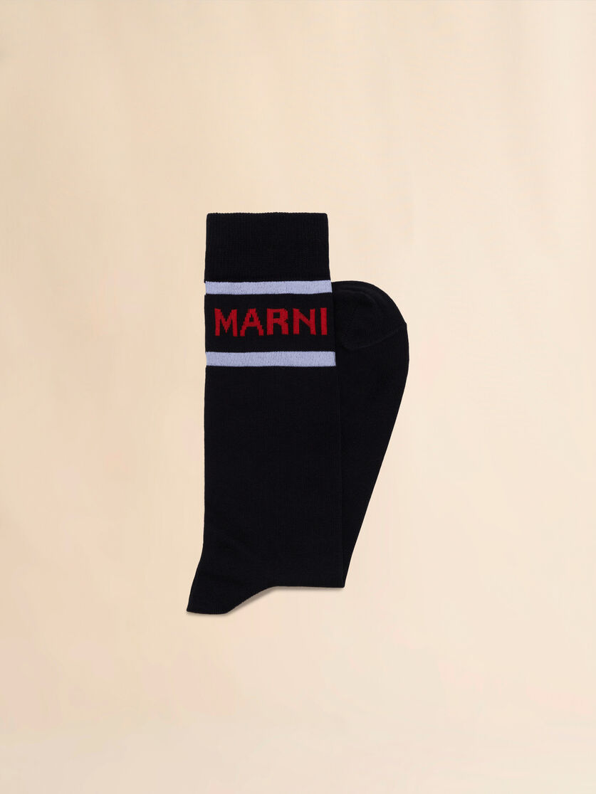 Black cotton socks with logo - Socks - Image 2