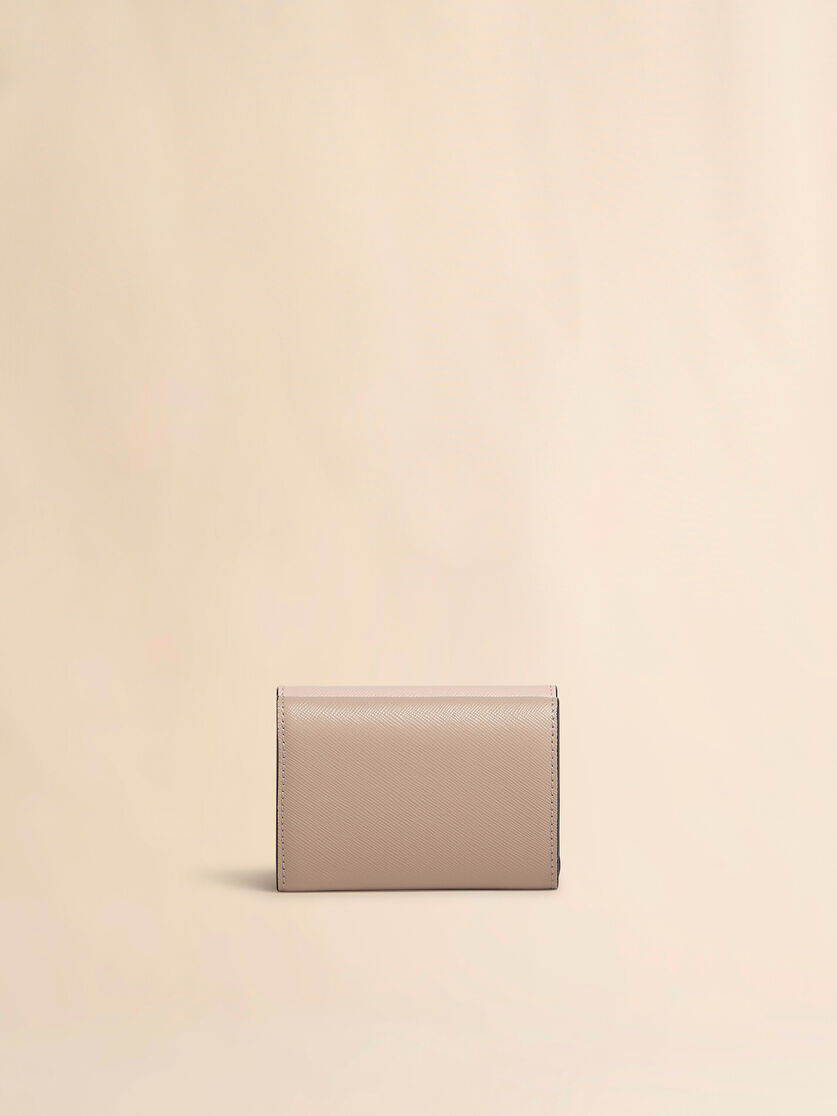 Portafoglio tri-fold in pelle saffiano verde, bianca e marrone - Portafogli - Image 3