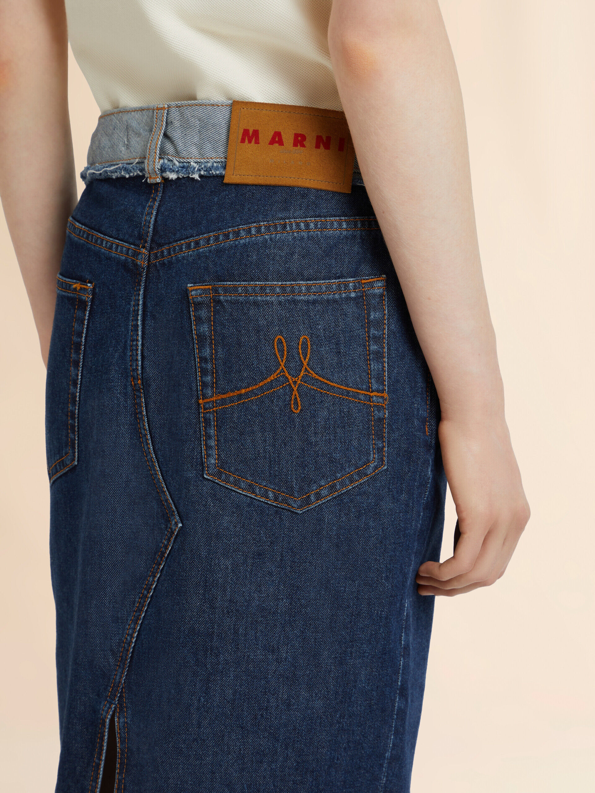 ブルー デニム インサイドアウトミディスカート | Marni