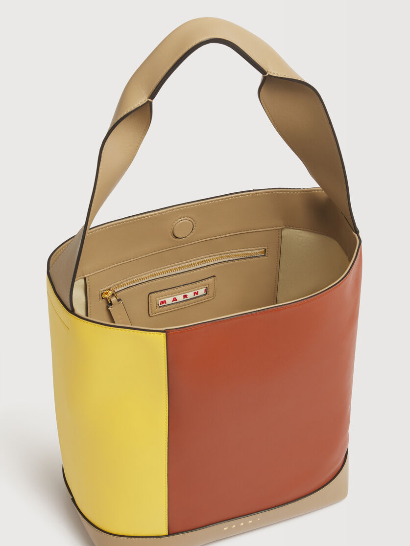 Yellow, brown and taupe leather Pod 2.0 bag, Image 4