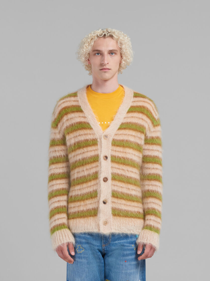 Cardigan marrone in mohair a righe - Pullover - Image 2