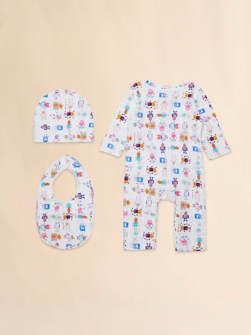 Off-white cotton newborn set with Robottini print - Knitwear - Image 2