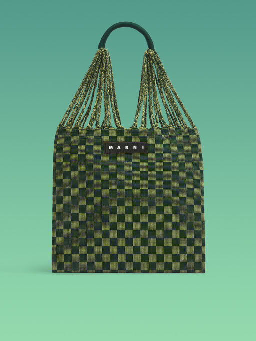 グリーン MARNI MARKET CHECKERBOARD HAMMOCK BAG - ショッピングバッグ
