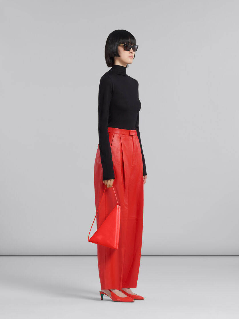 Red nappa leather tailored trousers - Pants - Image 5