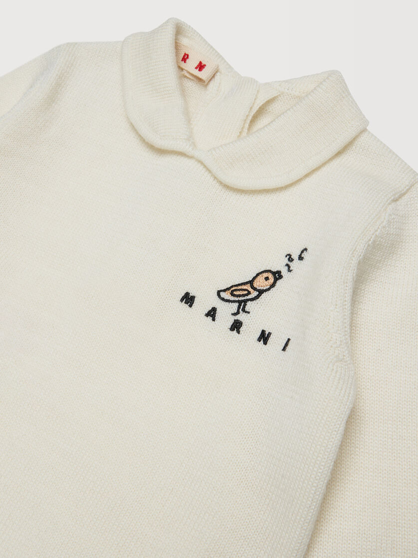 Beige wool blend knit set with embroidery, Image 3