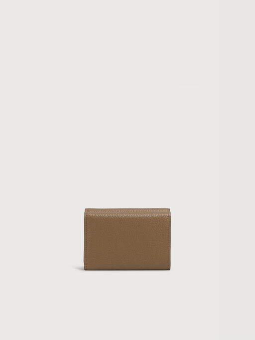 Brown leather trifold wallet with Marni Mending embroidery - Wallets