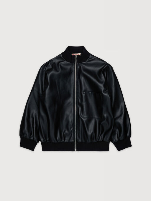 Blouson aviateur en tissu enduit noir avec broderie Marni - Manteaux