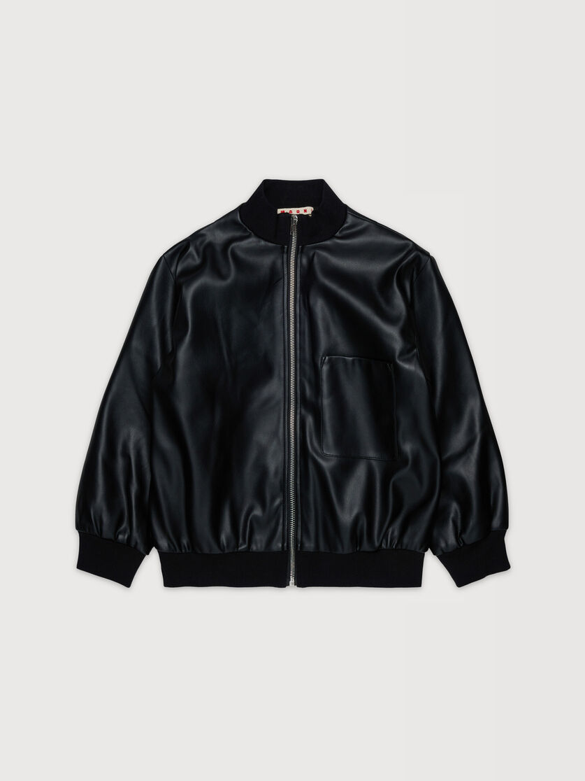 Blouson aviateur en tissu enduit noir avec broderie Marni, Image 1