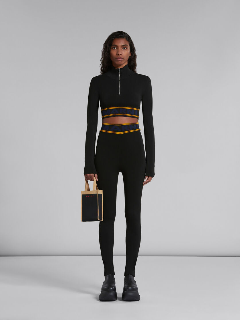 ブラック、ベージュ ジャカード製ミニショルダーバッグ | Marni