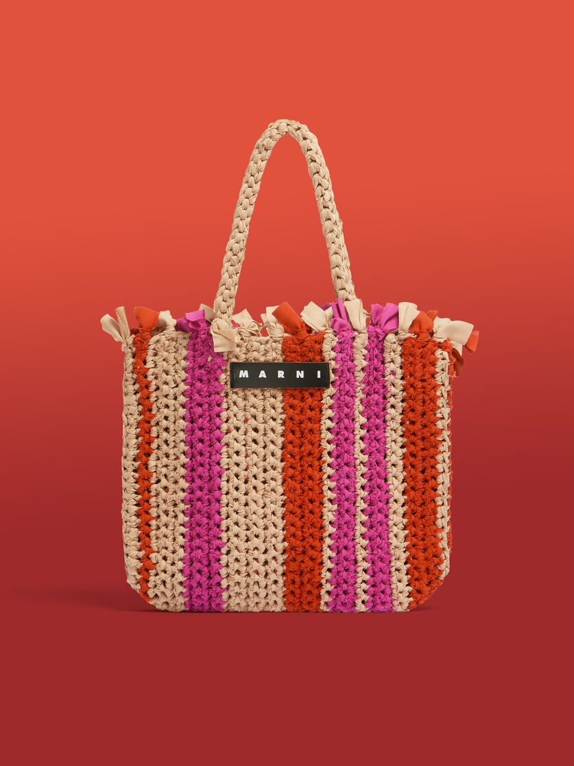 MARNI MARKET JERSEY bag in pink and blue cotton - Shopping Bags - Image 1