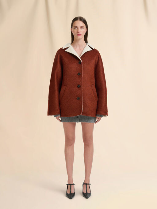 Brown wool and mohair felt jacket - Jackets