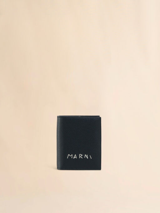Black leather zip-around bifold wallet with Marni Mending - Wallets