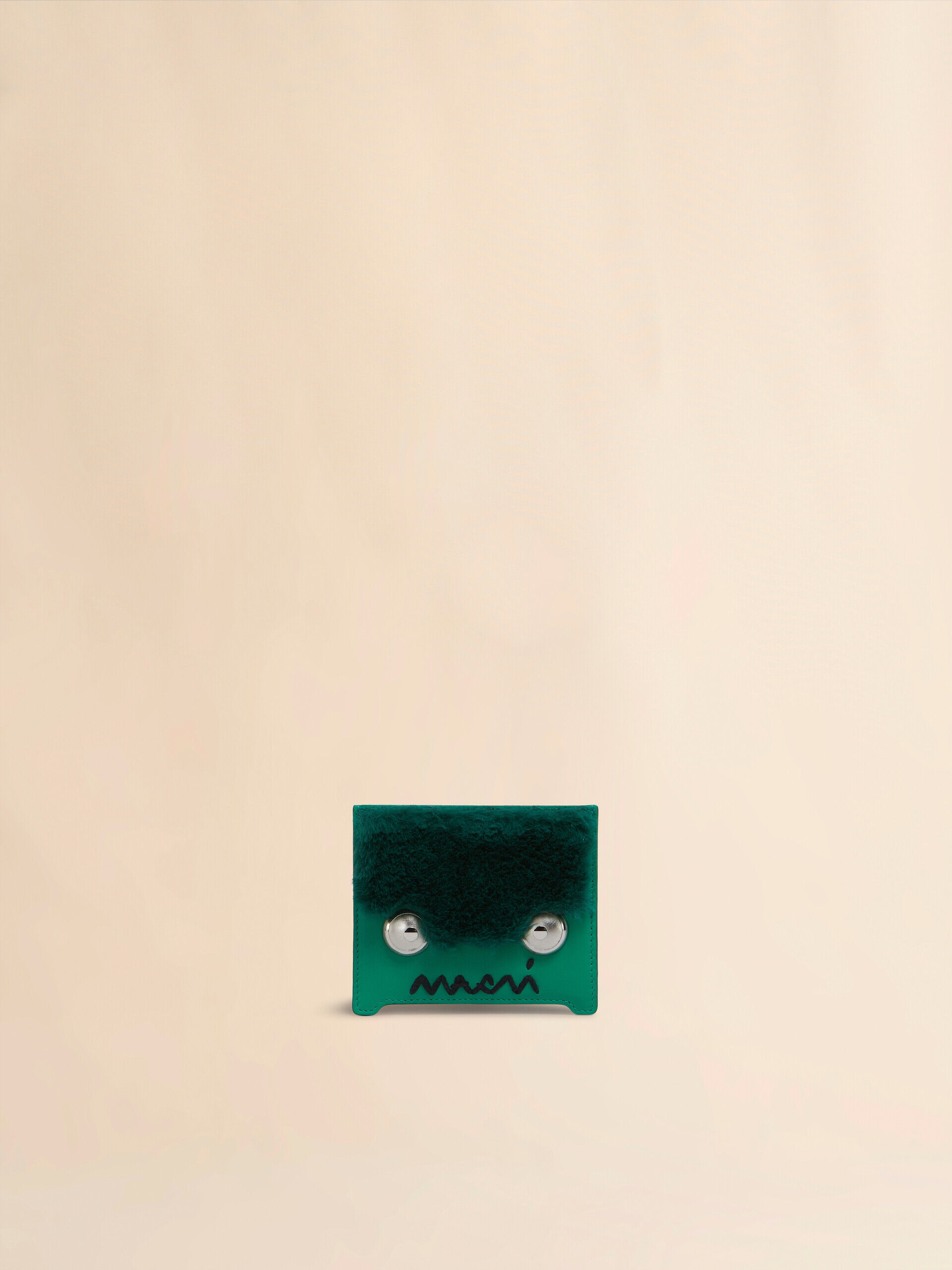 Marni Leather Card Case ロゴ カード入れ Black leather card case with Marni Mending embroidery | Marni