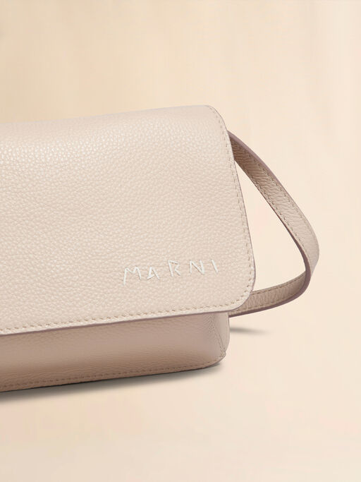 Beige leather shoulder bag with Marni Mending - Pochettes