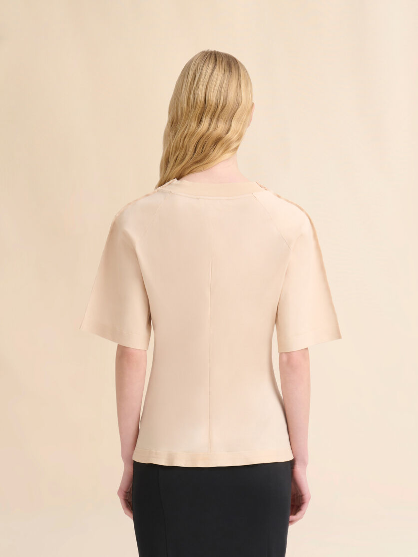 Pale peach cotton short-sleeve sweatshirt with Trunkaroo detail - T-shirts - Image 3