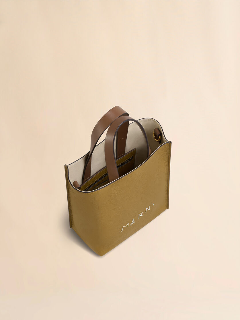 Museo Soft Mini Bag in ivory and brown leather with Marni Mending - Shopping Bags - Image 3